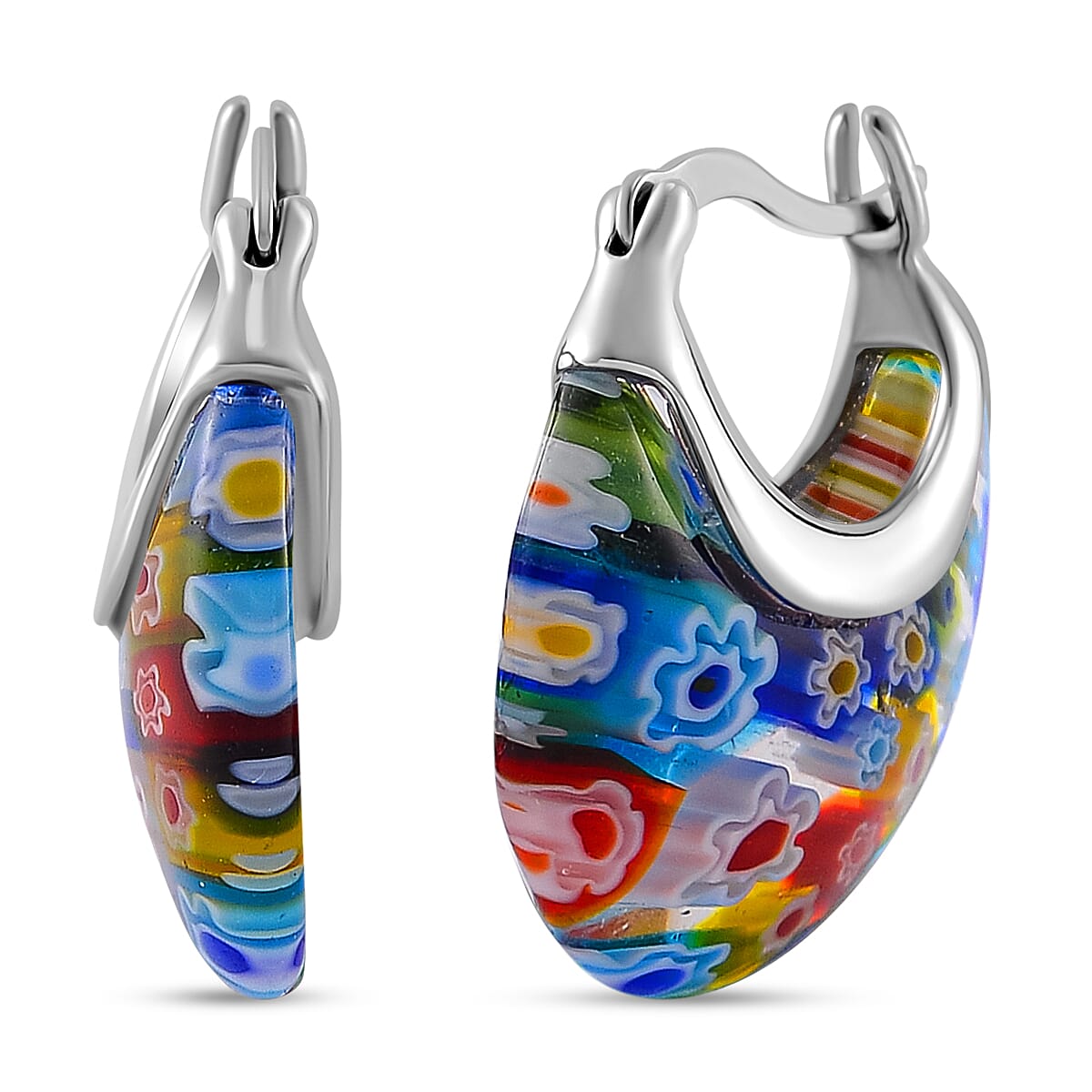 Multi Color Murano Glass  Earring Pure White Stainless Steel  0.01 ct  0.010  Ct. 7876019 2