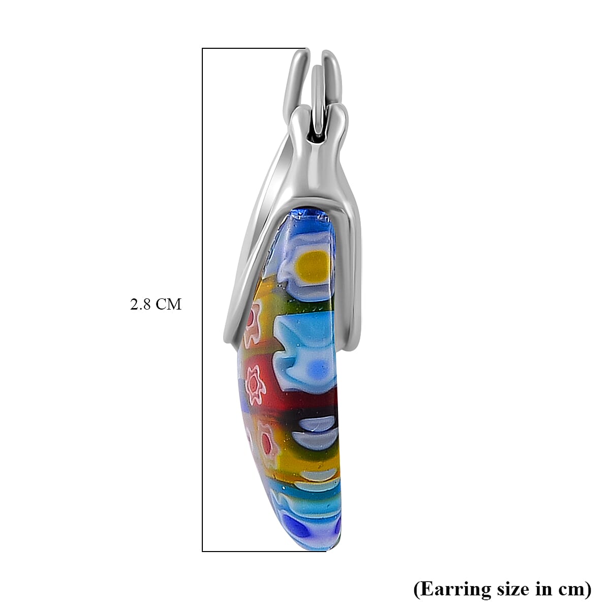 Multi Color Murano Glass  Earring Pure White Stainless Steel  0.01 ct  0.010  Ct. 7876019 6