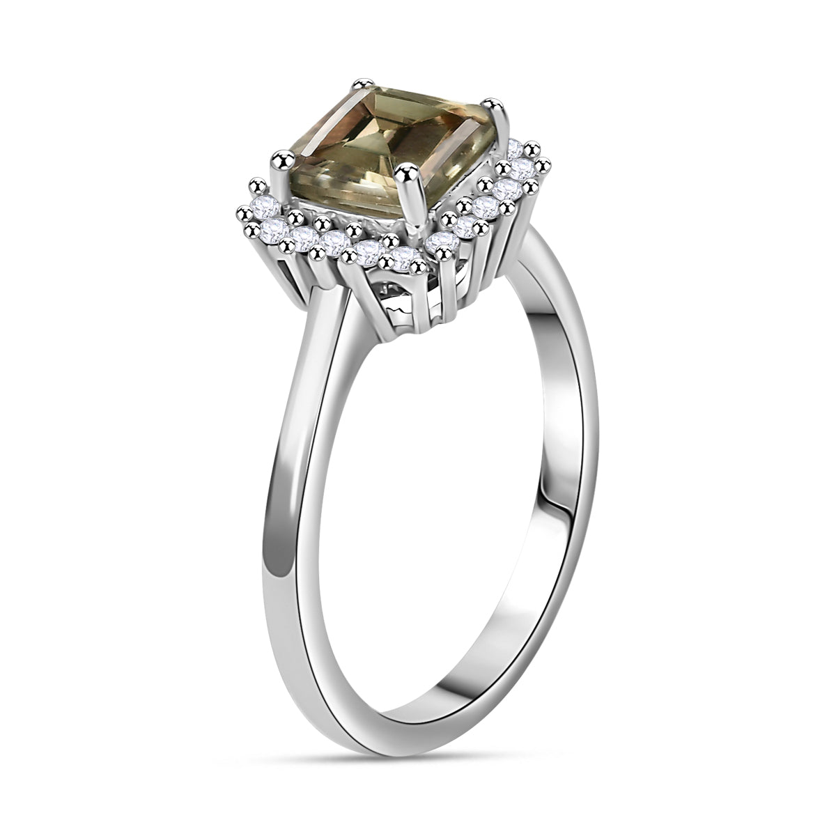 Exclusive Edition - Asscher Cut AAA Turkizite, Moissanite Halo Ring in Rhodium Overlay Sterling Silver 1.47 ct. 7884287 4