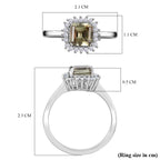 D'Joy Exclusive Edition - AAA Turkizite & Moissanite Halo Ring in Rhodium Overlay Sterling Silver 1.46 Ct._7884287_5