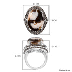 Australian Peanut Wood Jasper and Natural Champange  Zircon Ring in Rhodium Sterling Silver 15.16 Ct, Silver Wt. 8.27 Gms._7884302_5