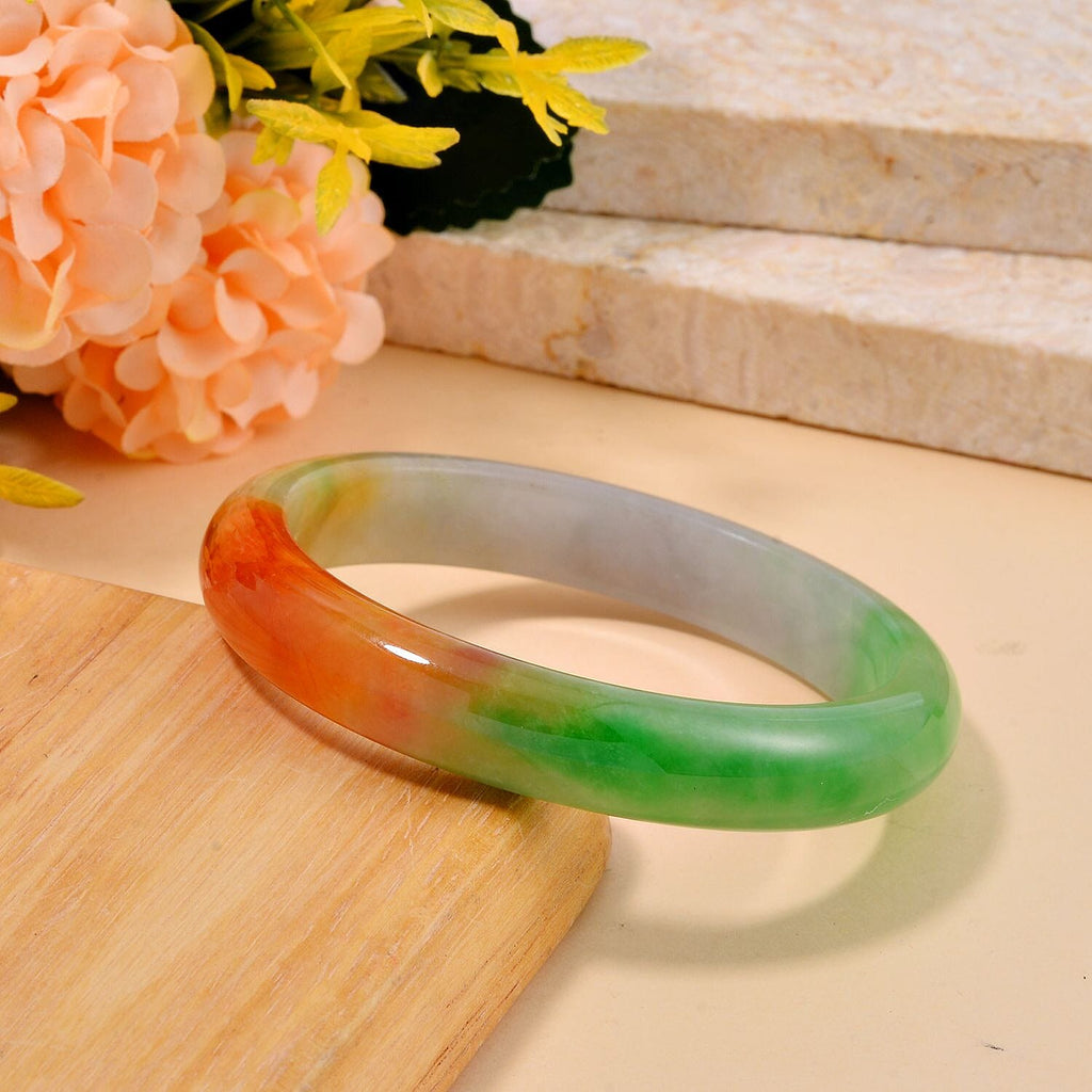 The Circle Of Heaven - Tri Colour Chameleon Jadeite Bangle (Size 8) 230.00 Ct