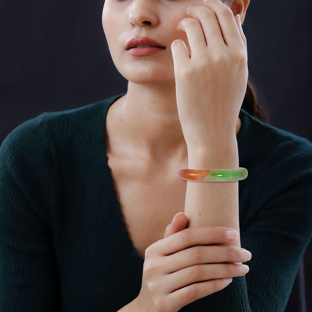 Tri Colour Chameleon Jadeite Bangle (Size 7.5) 210.00 Ct V32354646 3