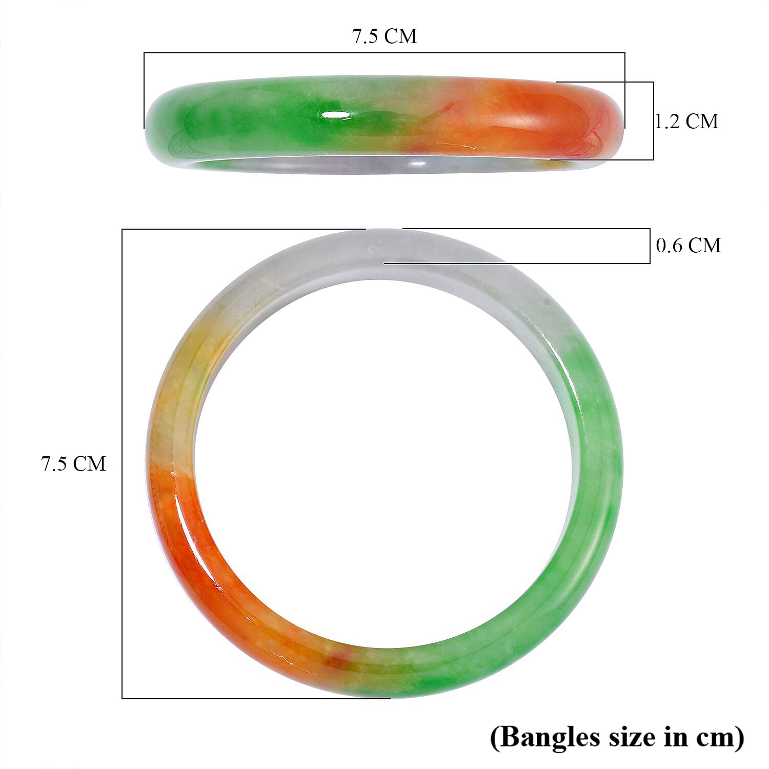 Tri Colour Chameleon Jadeite Bangle (Size 7.5) 210.00 Ct V32354646 5