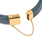 SUPER RARE - Natural Type A Jadeite Jade Bangle (Size - 7.5) in 18K Vermeil Yellow Gold Plated Sterling Silver 250.00 Ct, Silver Wt. 6.90 Gms._7885205_4