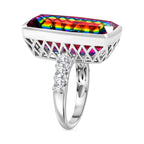 TJC Launch Nebula Quartz Doublet & White Zircon Ring in Rhodium Overlay Sterling Silver 17.00 Ct._7887106_3
