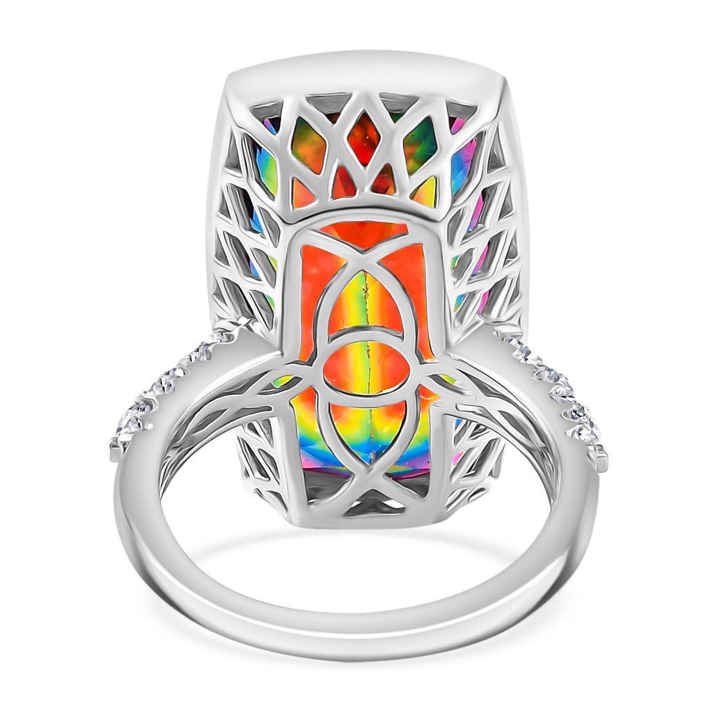 TJC Launch Nebula Quartz Doublet & White Zircon Ring in Rhodium Overlay Sterling Silver 17.00 Ct._7887106_4