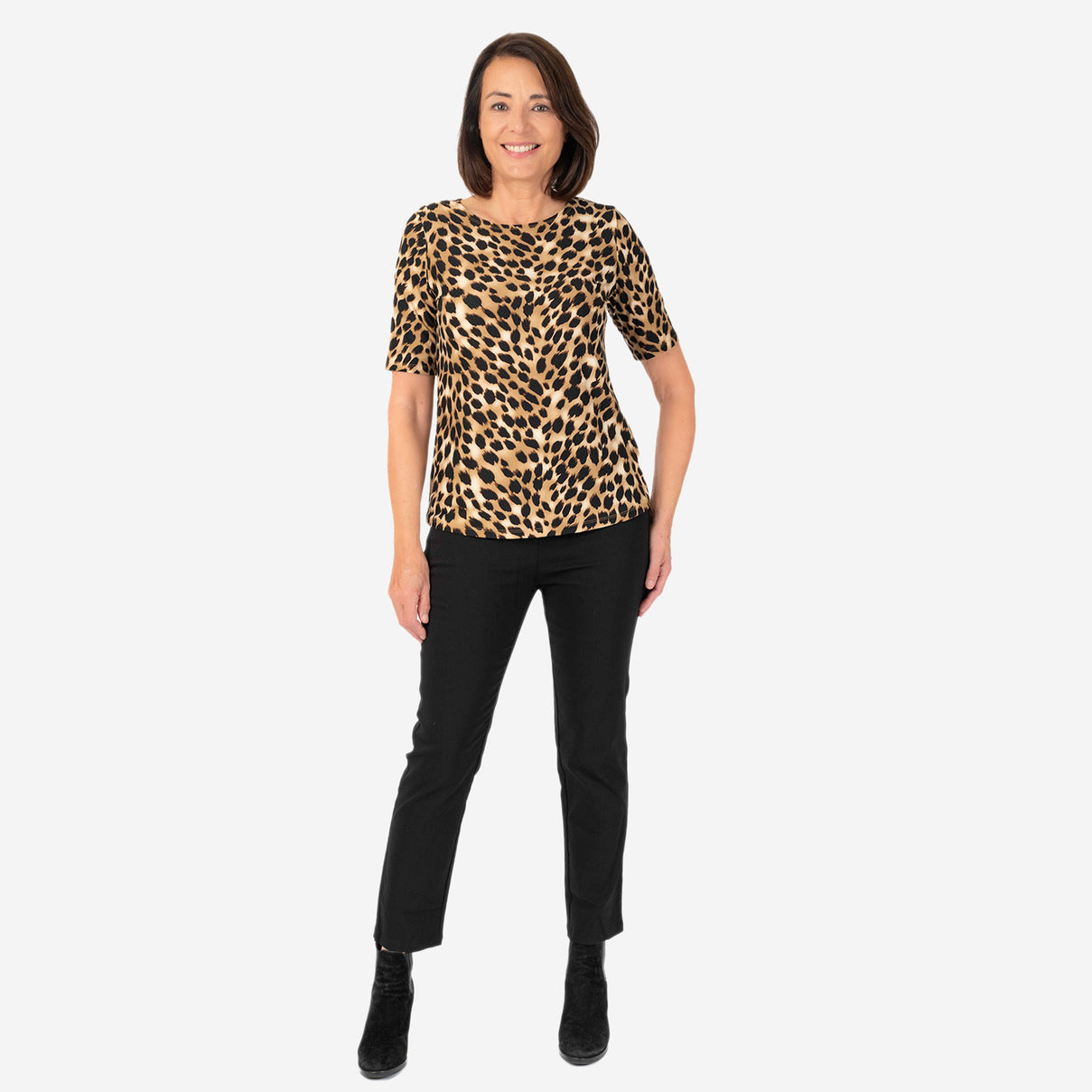 Polyester Animal Print Top (Size 1x1 cm) - Brown 7889829 0