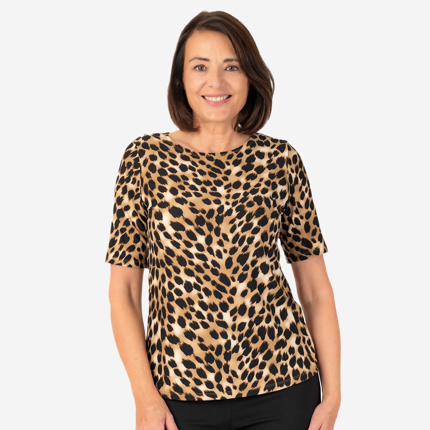 Polyester Animal Print Top (Size 1x1 cm) - Brown 7889829 1