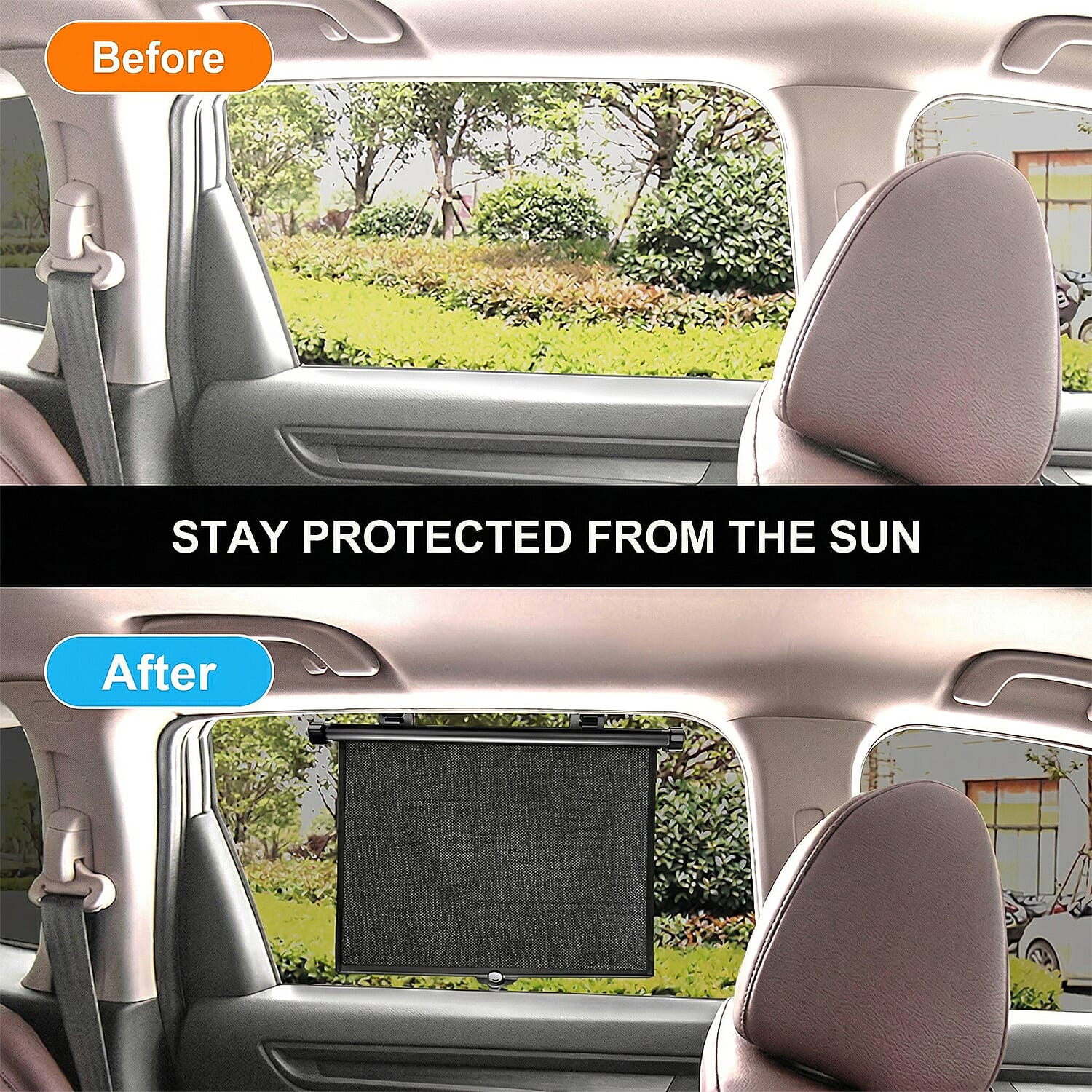 Set of 2- Foldable Car Sun Shades for Windows - Black 7891176 2