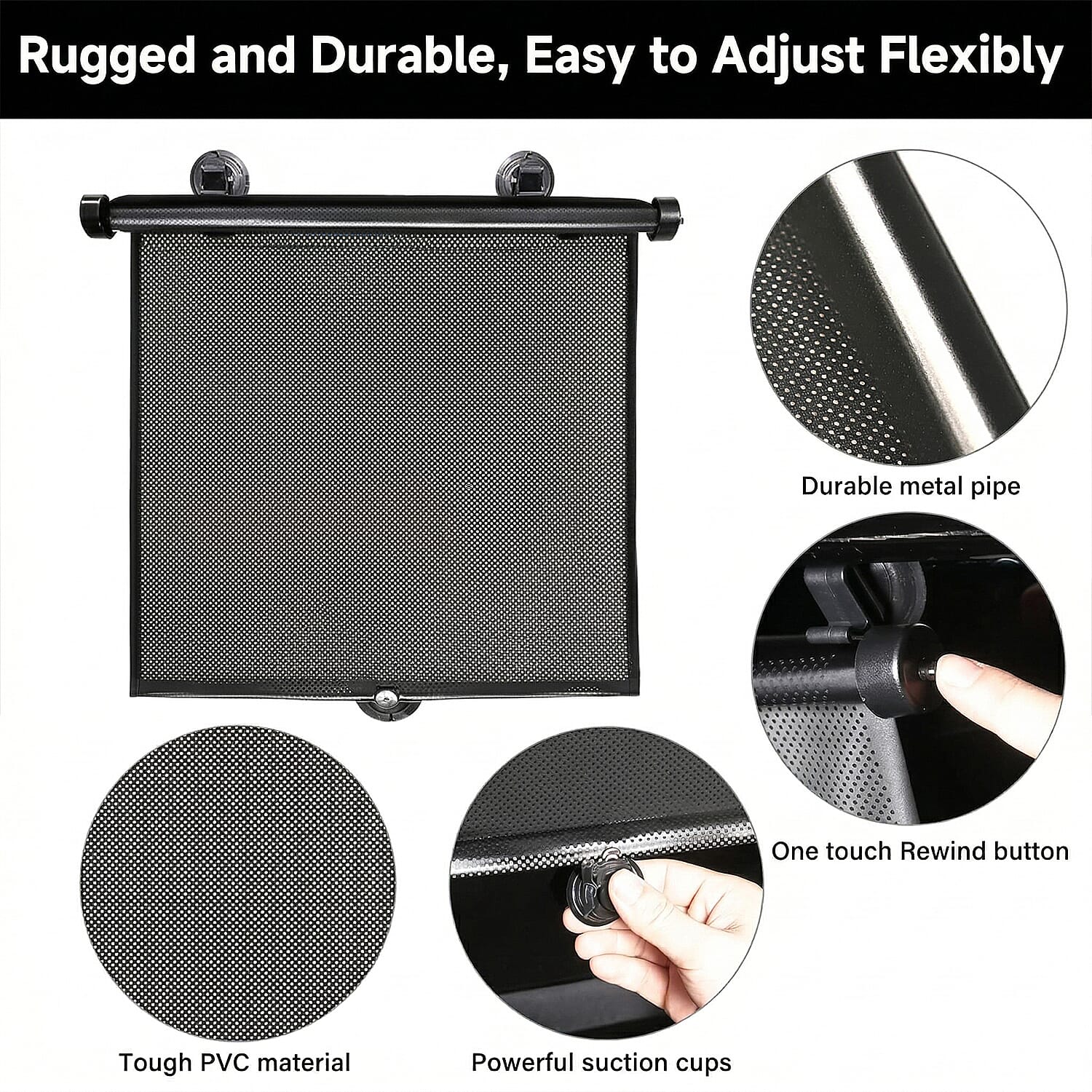 Set of 2- Foldable Car Sun Shades for Windows - Black 7891176 4