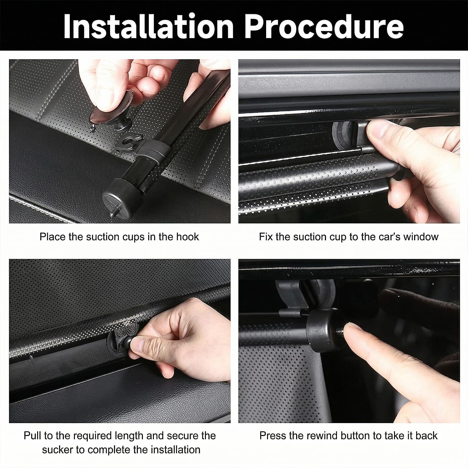 Set of 2- Foldable Car Sun Shades for Windows - Black 7891176 5