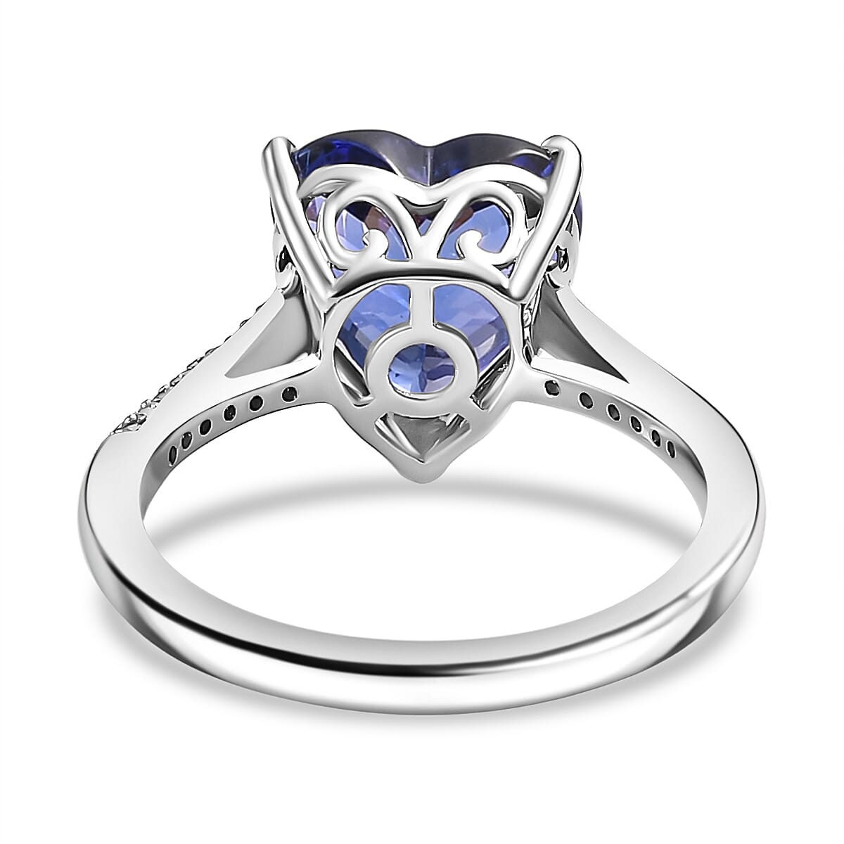 950 Platinum AAAA Tanzanite White Diamond EF, VS Solitaire Heart Ring 7892160 5