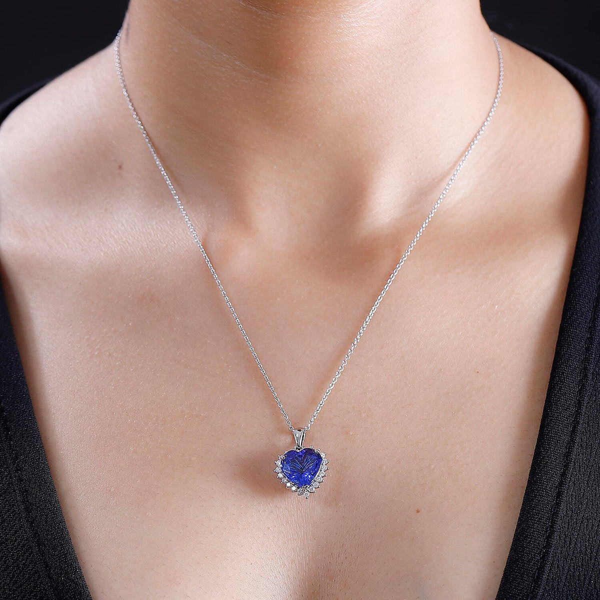 RHAPSODY AAAA Tanzanite, Diamond Heart Pendant in 950 Platinum 6.22 ct. 7893549 2