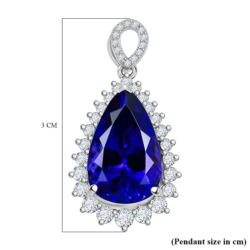 RHAPSODY 950 Platinum  AAAA Tanzanite & Diamond VS-EF Pendant 8.72 ct, Platinum Wt 4.84 Gms