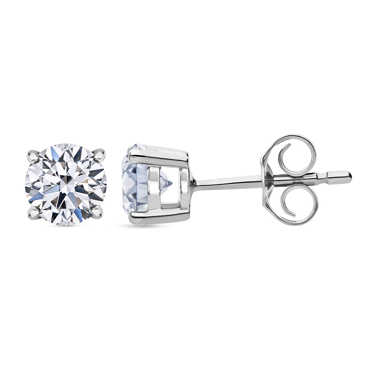 LUXURIANT 1 Ct. Lab Grown Diamond Solitaire Stud Earrings in 9K White Gold, SGL Certified 7895200 0