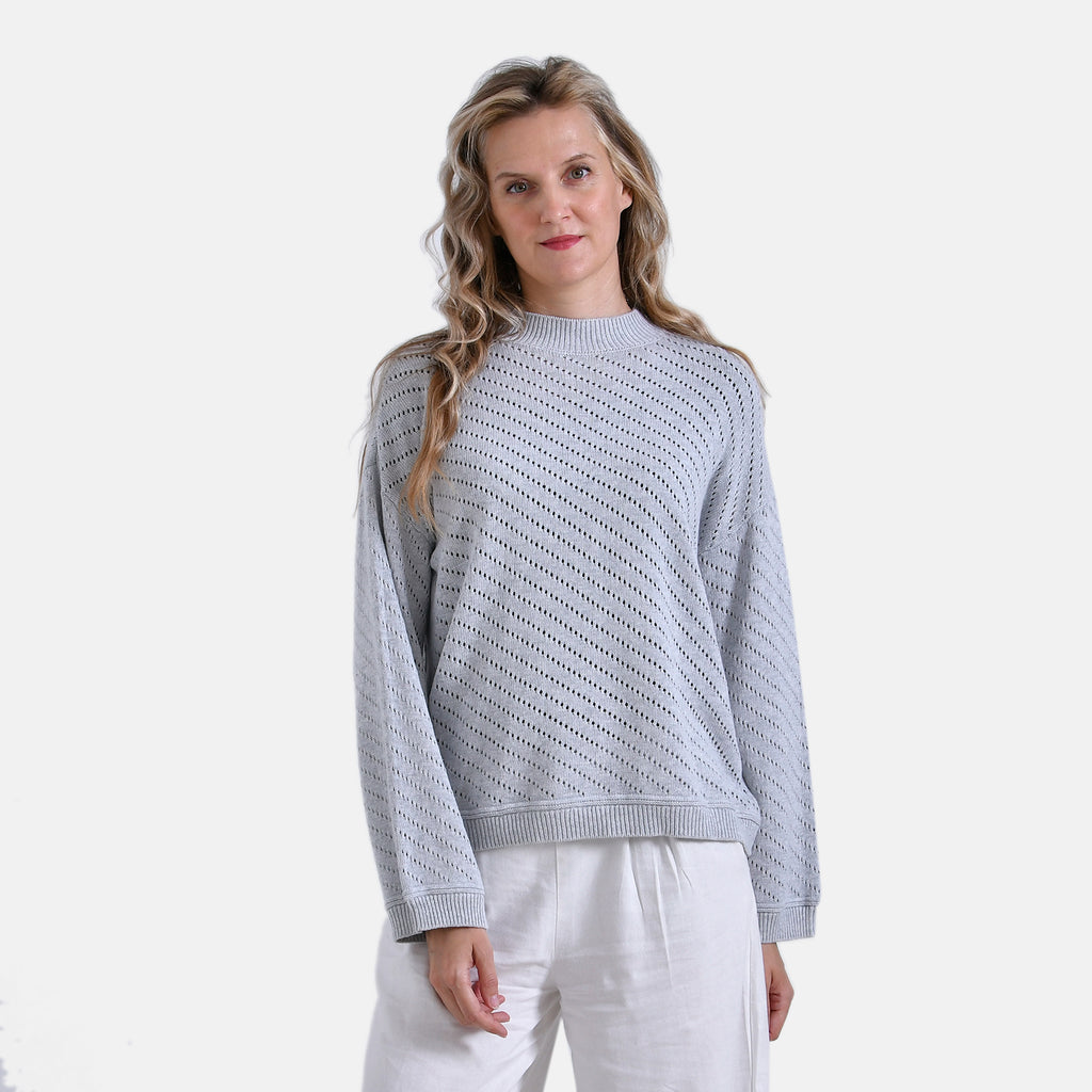 La Marey 100% Cotton Cozy Round Neck Jumper (Size M) - Grey_7898144