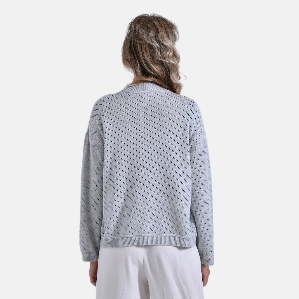 La Marey 100% Cotton Cozy Round Neck Jumper (Size M) - Grey_7898144_1