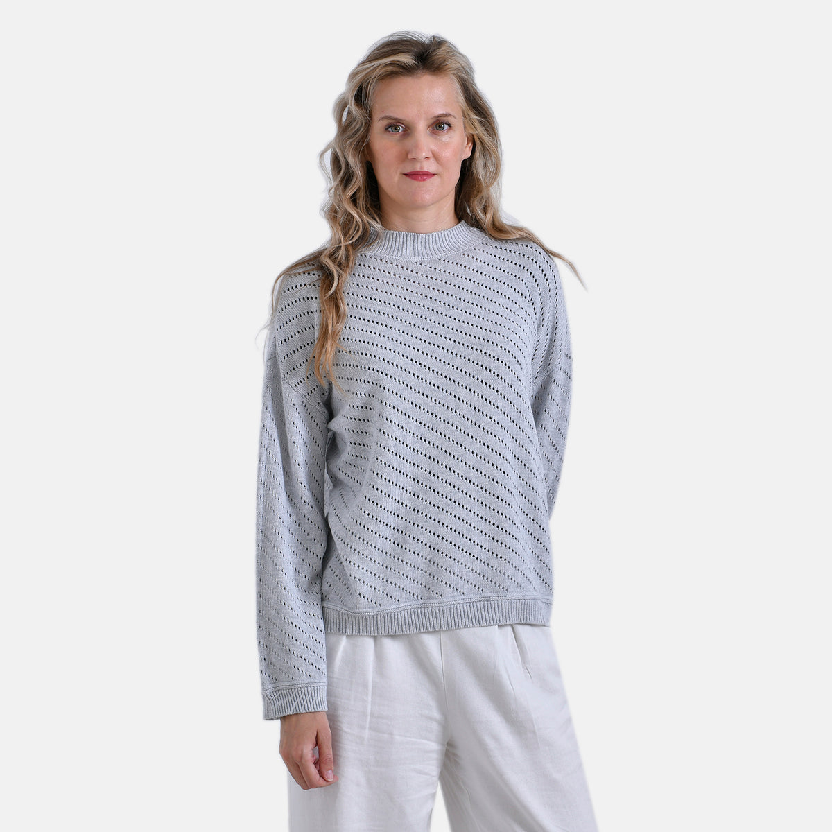 La Marey 100% Cotton Cozy Round Neck Jumper (Size M) - Grey V32700199 4