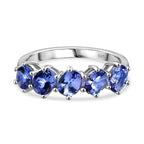 Tanzanite 5 Stone Ring in Rhodium Overlay Sterling Silver 1.35 Ct._7904686