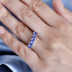 Tanzanite 5 Stone Ring in Rhodium Overlay Sterling Silver 1.35 Ct._7904686_2
