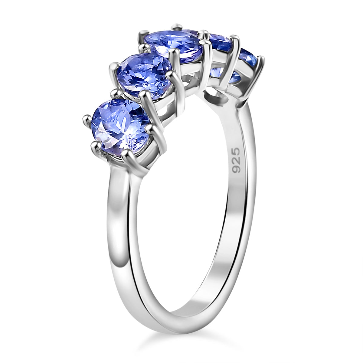 Tanzanite 5 Stone Ring in Rhodium Overlay Sterling Silver 2.35 Ct. 7904686 4