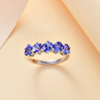 Tanzanite 5 Stone Ring in Rhodium Overlay Sterling Silver 1.35 Ct._7904688_1