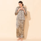 Doorbuster - TAMSY Leopard Pattern Silk Like Nightwear Set (Size L) - Champagne_7908269_2