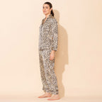 Doorbuster - TAMSY Leopard Pattern Silk Like Nightwear Set (Size L) - Champagne_7908269_3
