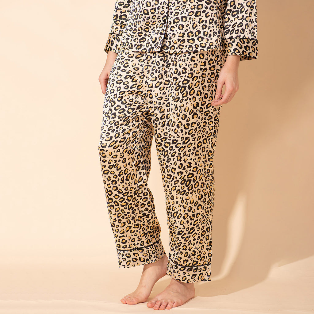 Doorbuster - TAMSY Leopard Pattern Silk Like Nightwear Set (Size L) - Champagne_7908269_5