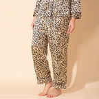 Doorbuster - TAMSY Leopard Pattern Silk Like Nightwear Set (Size L) - Champagne_7908269_5