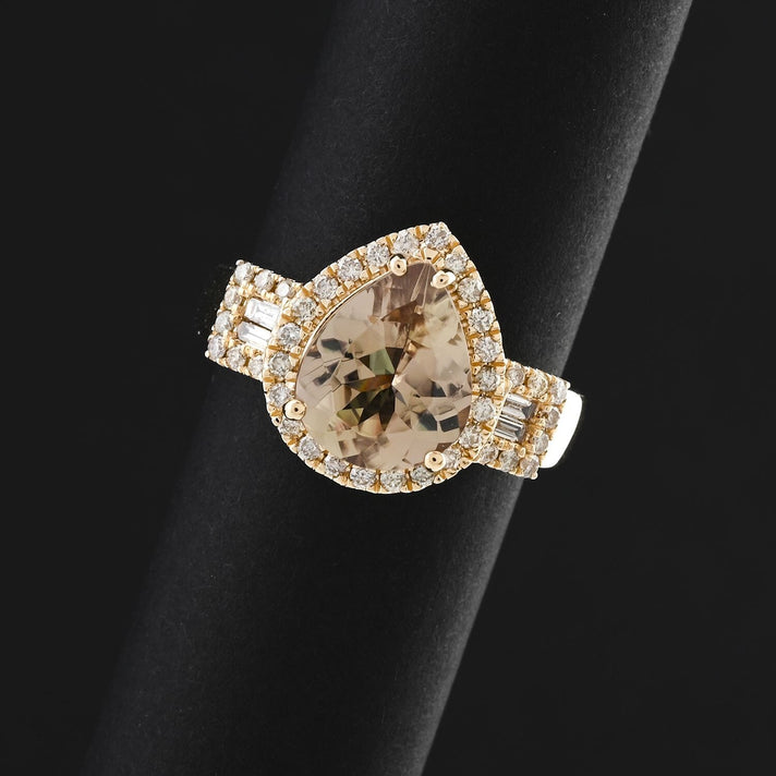 Certified and Appraised LUXORO 14K Yellow Gold AAA Turkizite, White Diamond I2 Halo Ring 3.15 Ct. 7909191 2