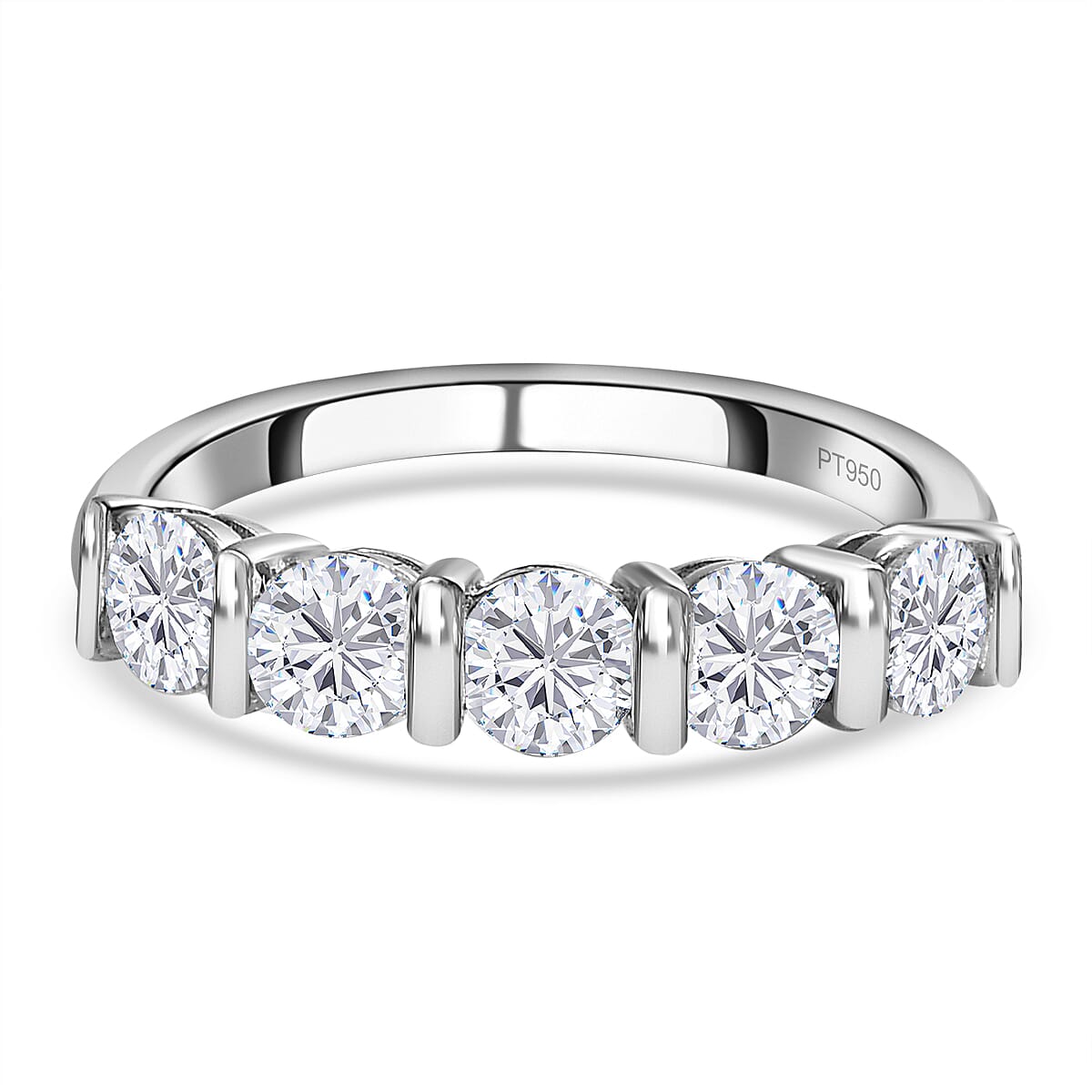 LUXURIANT 1.25 Ct. Lab Grown Diamond 5 Stone Ring in 950 Platinum, SGL Certified 7924479 0