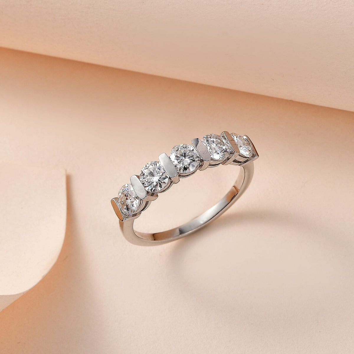 LUXURIANT 1.25 Ct. Lab Grown Diamond 5 Stone Ring in 950 Platinum, SGL Certified 7924479 2