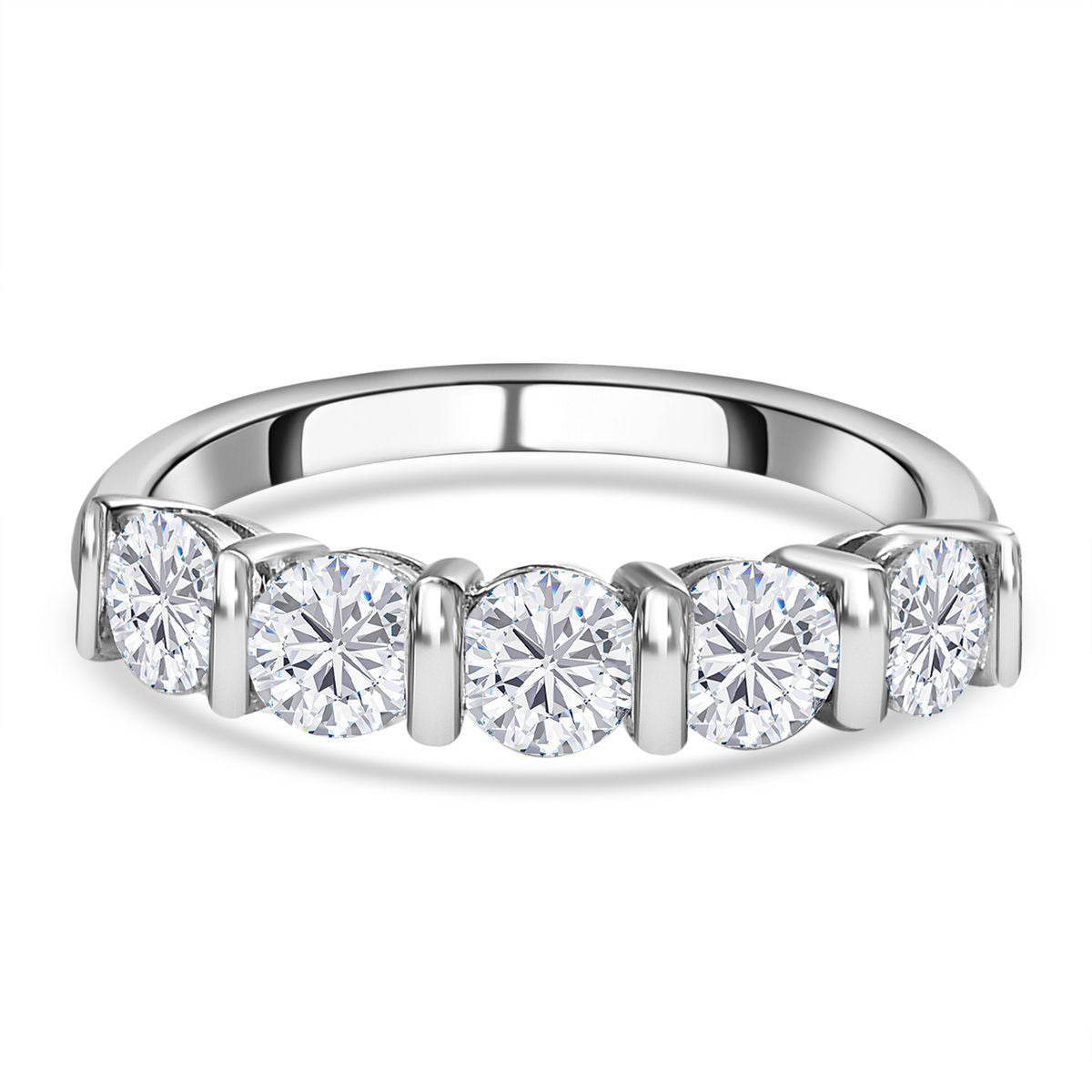 LUXURIANT 1.25 Ct. Lab Grown Diamond 5 Stone Ring in 950 Platinum, SGL Certified V32627848 0