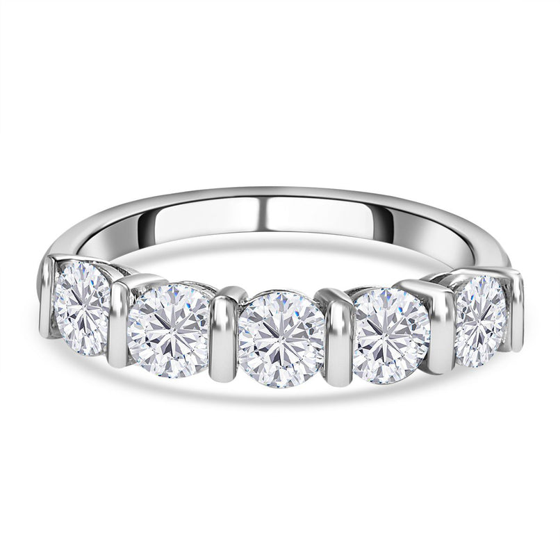 Luxuriant 950 Platinum SGL Certified SI-G/H Lab Grown Diamond 5 Stone Ring 1.25 Ct_7924482