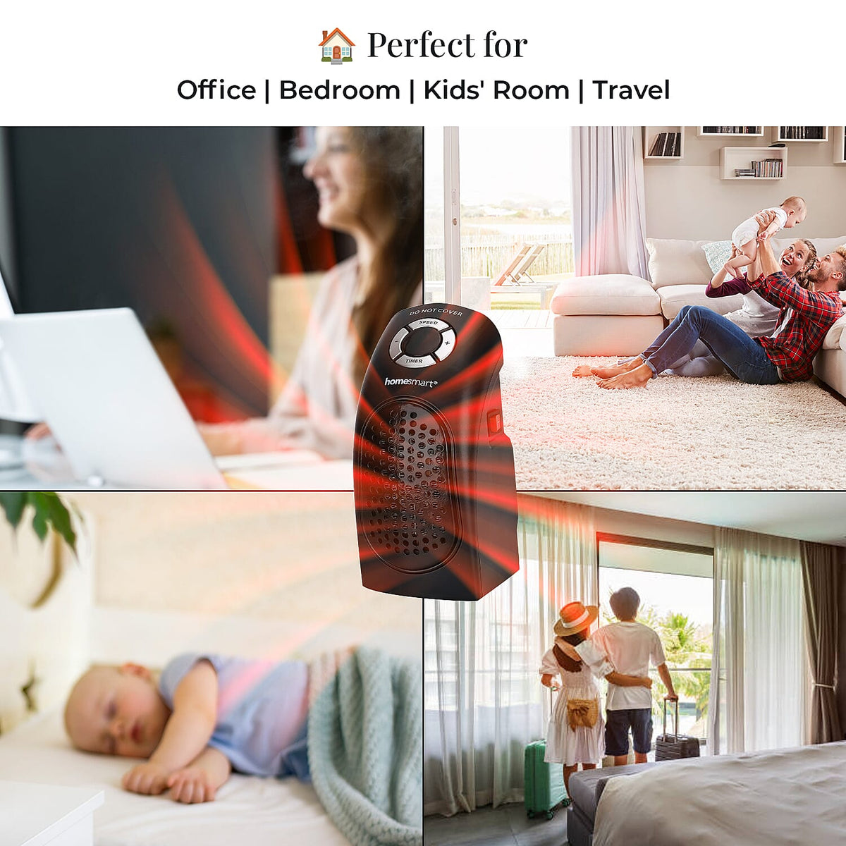 BARGAIN ALERT - Homesmart Ceramic Plug In Fan Heater with Temperature &amp; Timer Control  (Power 400W) - Black 7924699 4