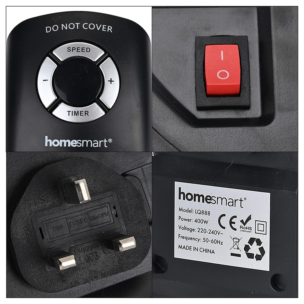 BARGAIN ALERT - Homesmart Ceramic Plug In Fan Heater with Temperature & Timer Control  (Power 400W) - Black