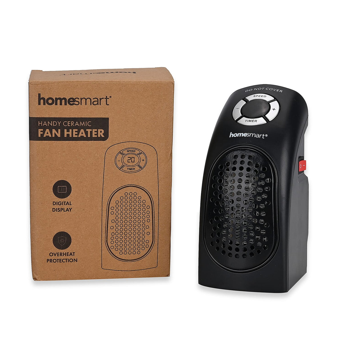 BARGAIN ALERT - Homesmart Ceramic Plug In Fan Heater with Temperature &amp; Timer Control  (Power 400W) - Black 7924699 8