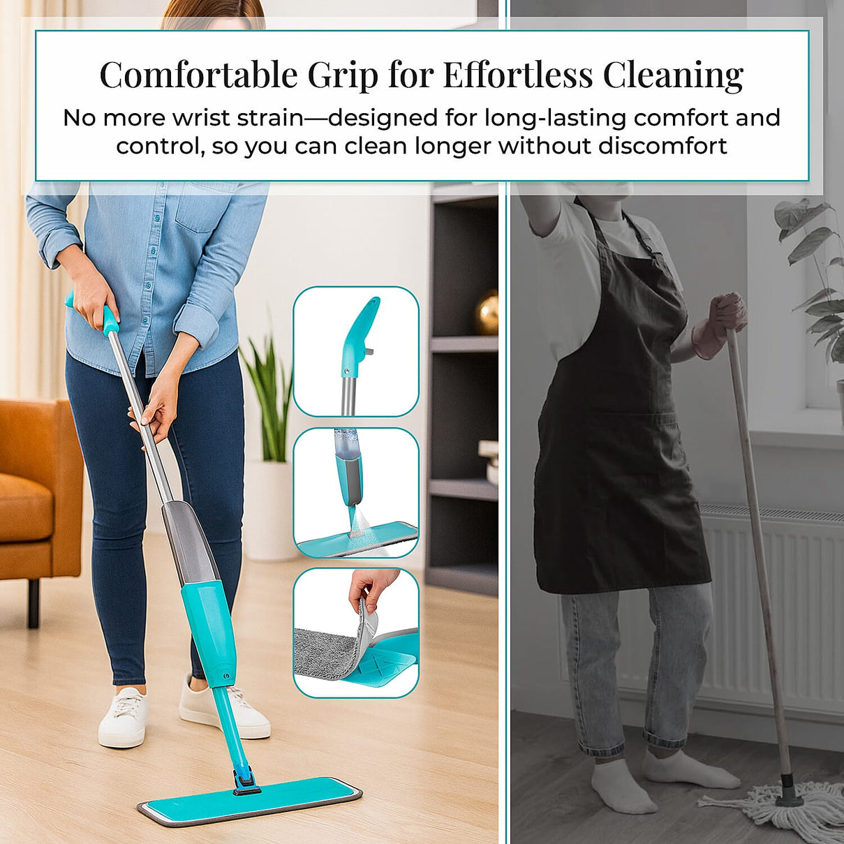 Alpina Spray Mop with Washable Microfiber Pad and 300ml Tank V32352414 4