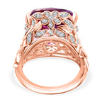 AAA Rose De France Amethyst & White Zircon Ring in 18K Vermeil Rose Gold Plated Sterling Silver 12.10 Ct._7926234_4