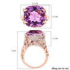AAA Rose De France Amethyst & White Zircon Ring in 18K Vermeil Rose Gold Plated Sterling Silver 12.10 Ct._7926234_5