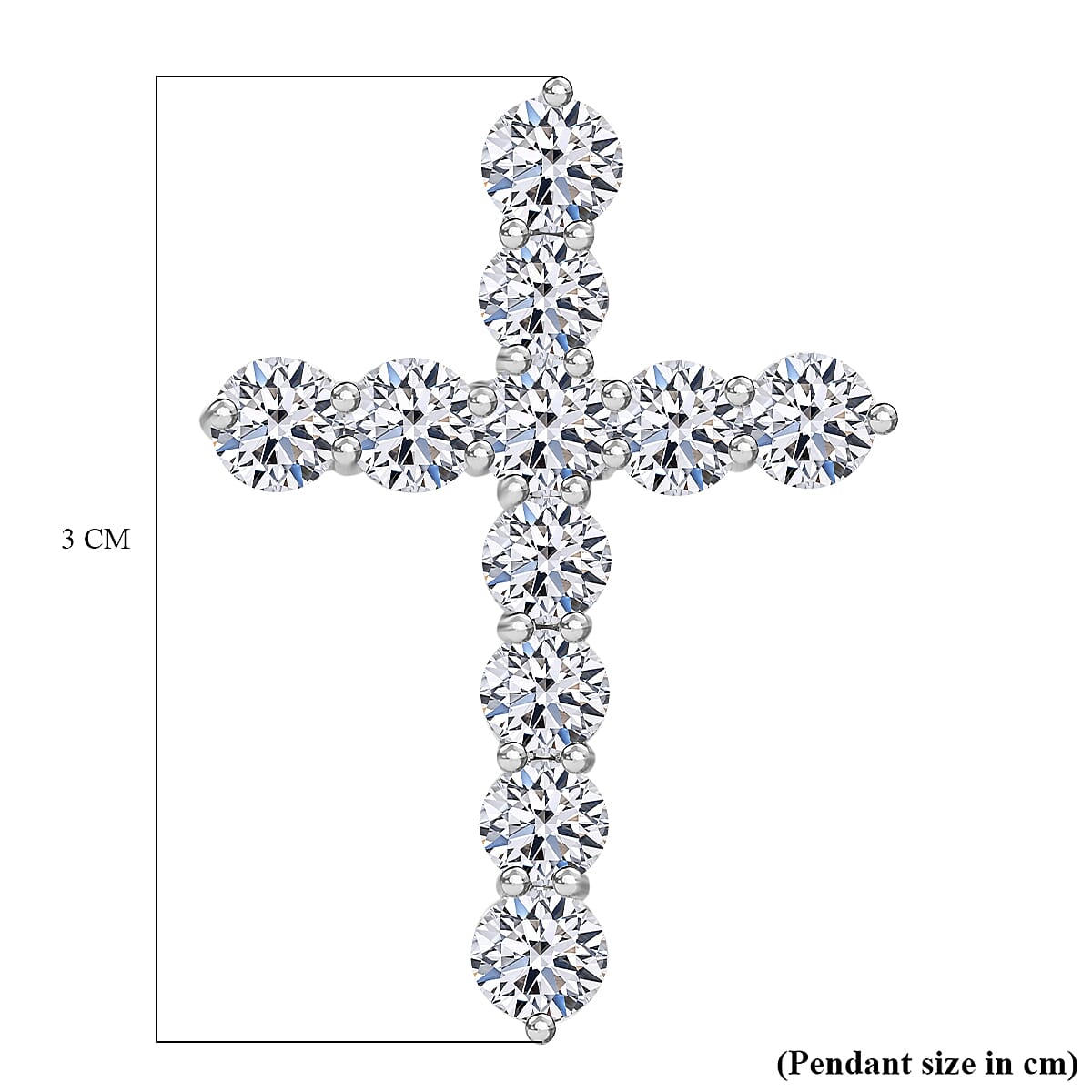LUXURIANT 3 Ct. Lab Grown Diamond Cluster Cross Pendant in 14K White Gold 7926358 4