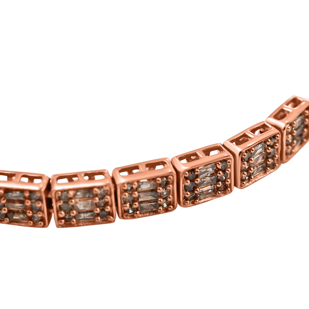 One Time Deal Only - Natural Champagne Diamond Bracelet (Size - 7.5) in Sterling Silver 1.00 Ct._7927005_2