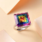 Nebula Quartz & Lab Grown Diamond Solitaire Ring in Rhodium Overlay Sterling Silver 26.66 Ct, Silver Wt. 6.85 Gms._7928200_1