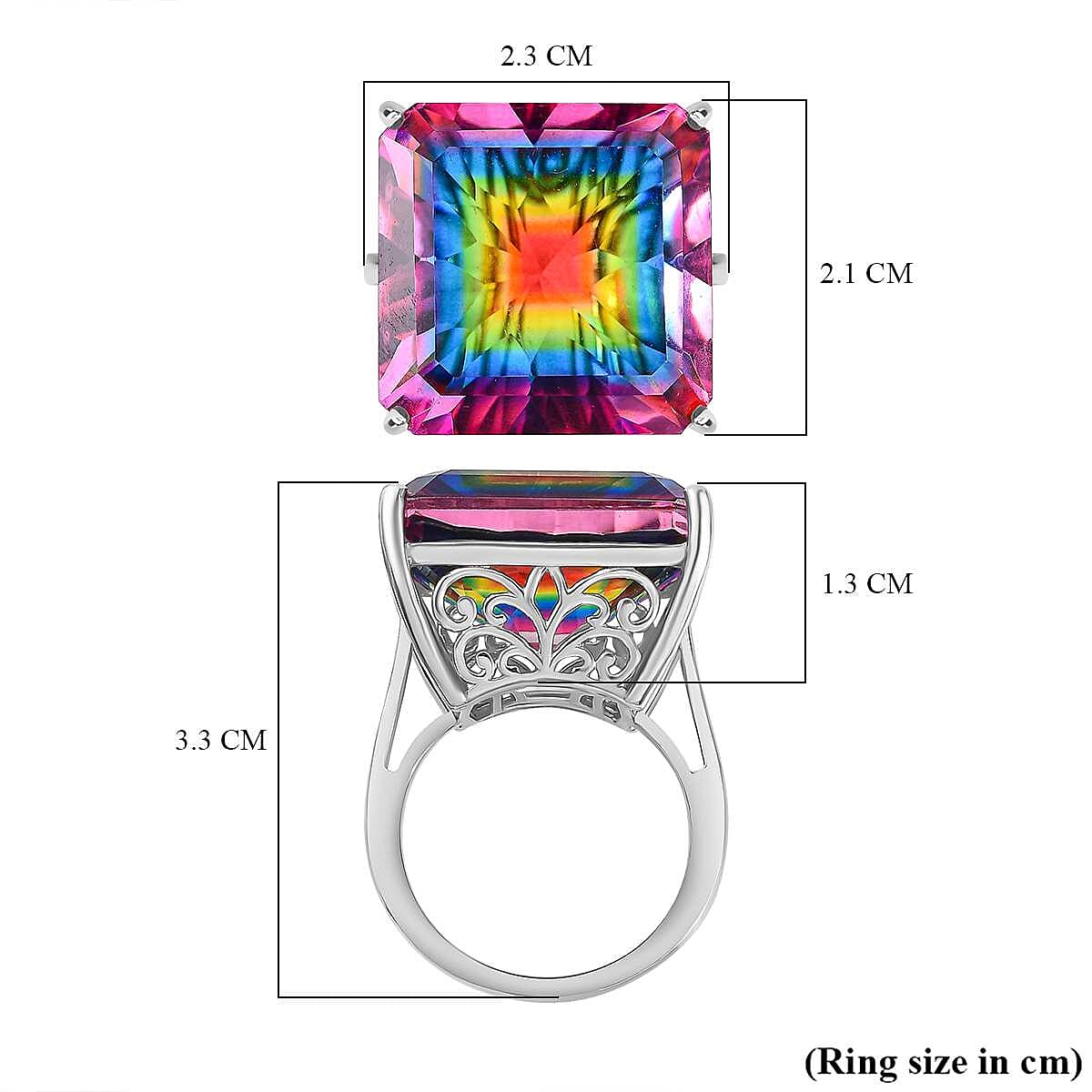 LUXURIANT Nebula Quartz and Lab Grown Diamond Solitaire Ring in Rhodium Overlay Sterling Silver V32522004 6