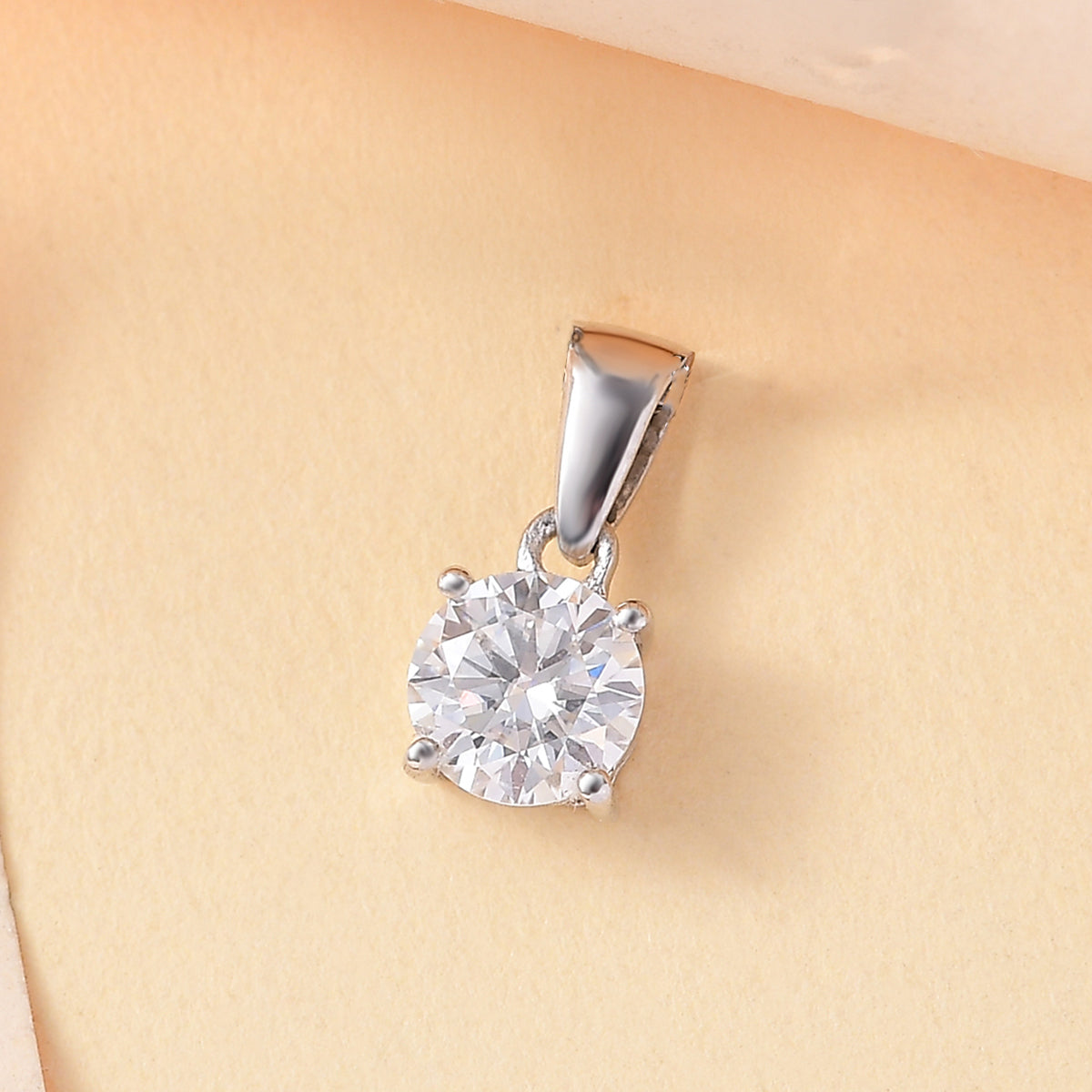 1 Ct. Moissanite Round-Cut Solitaire Pendant in Platinum Overlay Sterling Silver V32535521 2