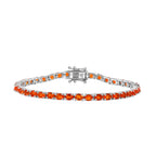 Crimson Fire Opal Tennis Bracelet with GB Lock Box (Size - 8) in Rhodium Sterling Silver 5.38 Ct._7928558