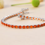 Crimson Fire Opal Tennis Bracelet with GB Lock Box (Size - 8) in Rhodium Sterling Silver 5.38 Ct._7928558_1
