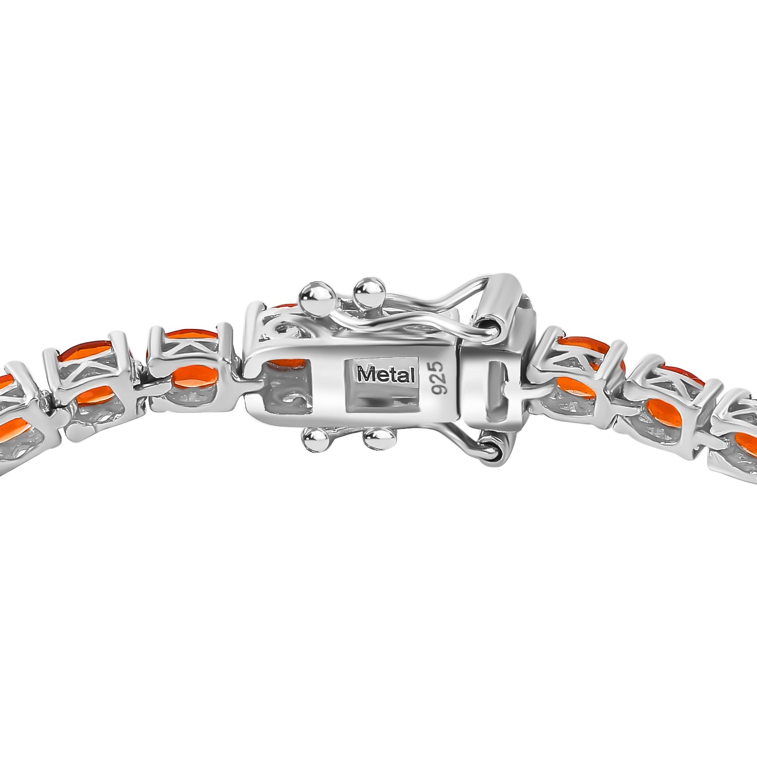 Crimson Fire Opal Tennis Bracelet with GB Lock Box (Size - 8) in Rhodium Sterling Silver 5.38 Ct. V32514143 4